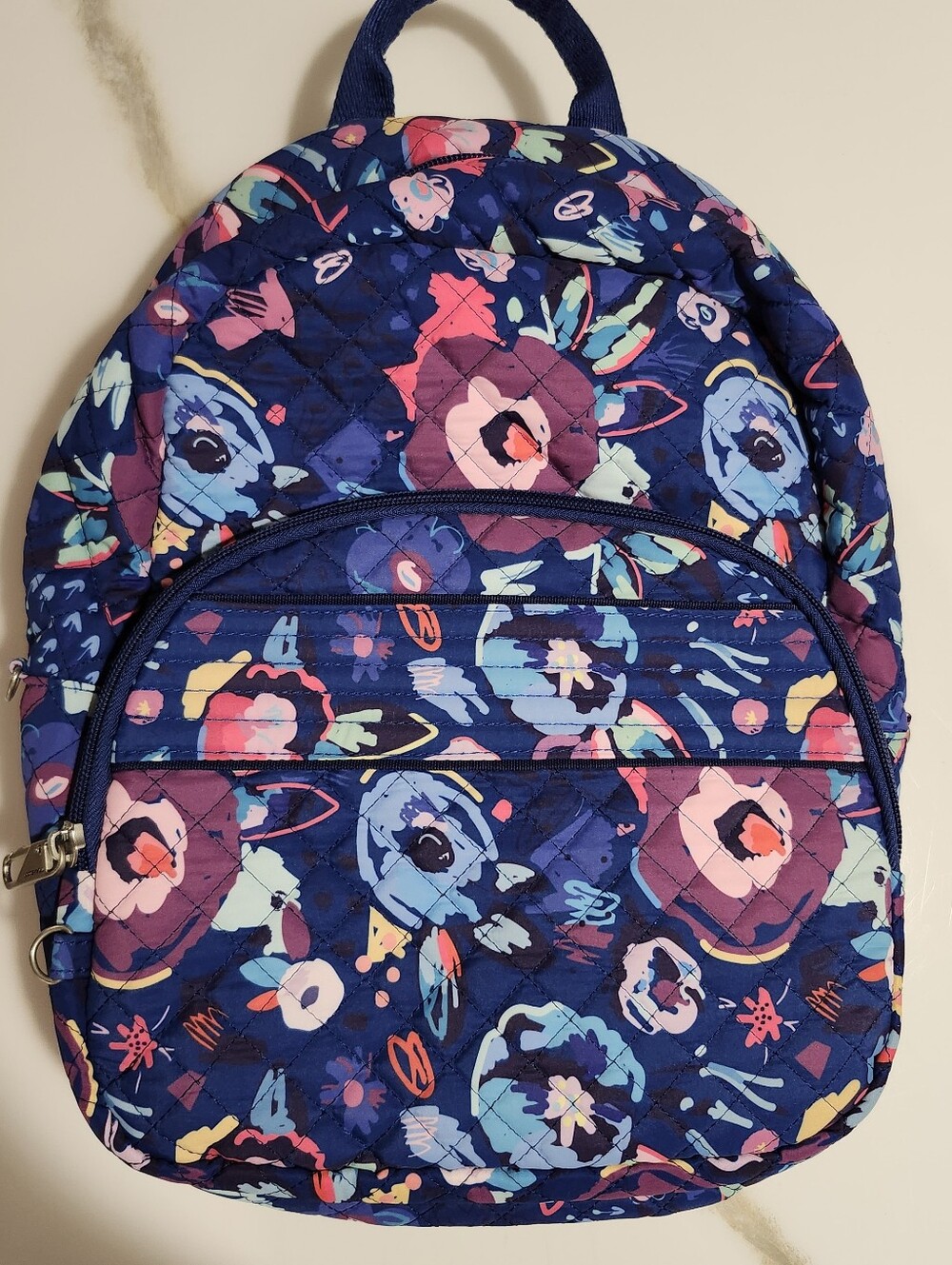Travelon Anti-Theft Backpack Blue Floral Quilted RFID Travel Bag Organizer